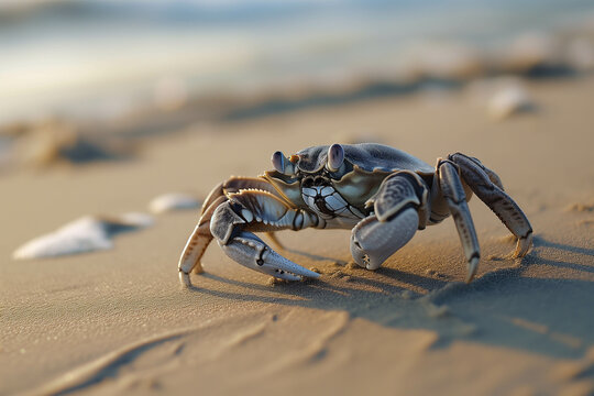 Close-up pictures of sea crabs found on the beach.