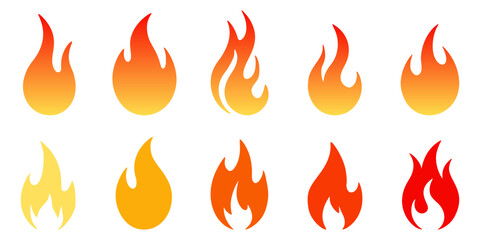 set of fire icon. flames vector collection