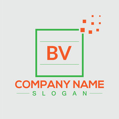 Initial BV letter logo design with creative square symbol