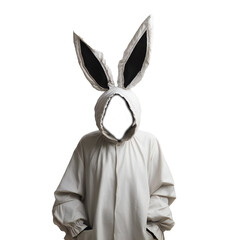 Empty Easter bunny costume, face hole with transparent background Generative Ai 