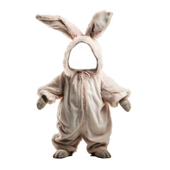 Empty Easter bunny costume, face hole with transparent background Generative Ai 