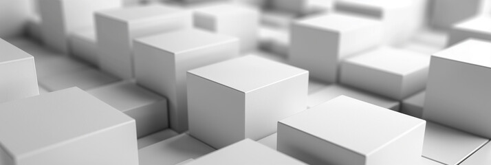 Obraz premium Abstract white 3D geometric cube pattern background with soft shadows and highlights, ideal for minimalist or modern design concepts with space for text