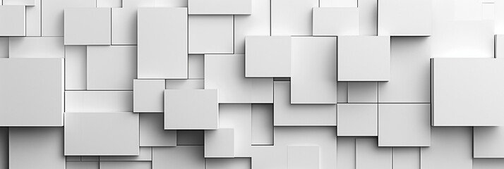 Abstract geometric background of white 3D cubes with varying depths, ideal for modern wallpaper or graphic design projects with copy space