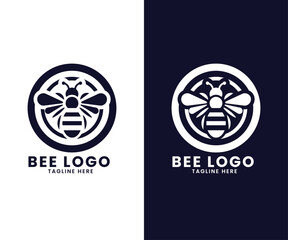 Circle shape honey bee vector logo design template