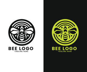 Circle shape honey bee vector logo design template