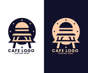Coffee restaurant cafe burger fast food shop logo design vector template