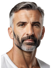 Obraz premium Closeup shot of 50 years old handsome businessman with white hair 