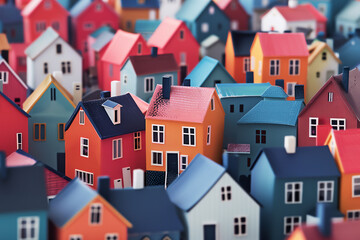 New build home for first time buyers purchasing a family house in a residential street property development after obtaining an investment mortgage, stock illustration image