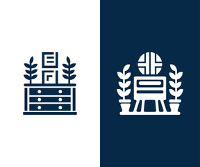 Creative modern sofa desk chair icon logo design vector template