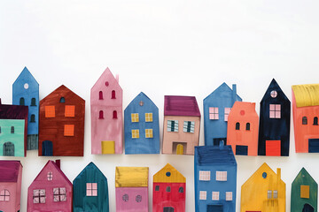 New build home for first time buyers purchasing a family house in a residential street property development after obtaining an investment mortgage, stock illustration image