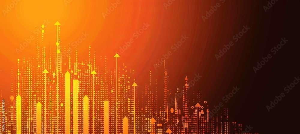 Poster dynamic financial progress arrows backdrop with ample space for strategic text placement