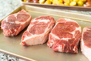 Seasoned Rib Eye Steak Ready for Grilling