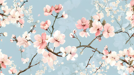 淡いトーンの桜のイラスト - obrazy, fototapety, plakaty