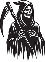 Silhouette of a grim reaper isolated on white background