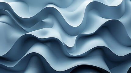 Abstract blue wavy background, 3D digital illustration with smooth curves, ideal for modern technology design or dynamic wallpaper with copy space - obrazy, fototapety, plakaty