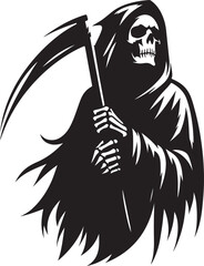 Silhouette of a grim reaper isolated on white background