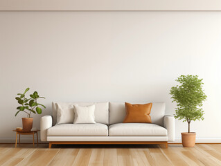 Scandinavian interior design with home decor. Cozy house with room with indoor plants. Bedroom, living room. Hostel, housing rental, guest apartment.