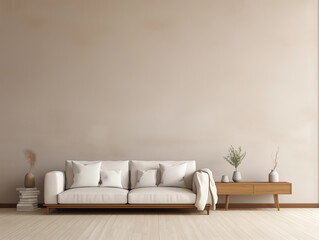 Scandinavian interior design with home decor. Cozy house with room with indoor plants. Bedroom, living room. Hostel, housing rental, guest apartment.