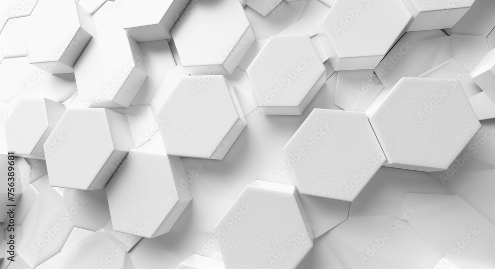 Poster white hexagon background with ample copy space for text in 3d illustration. perfect for presentation