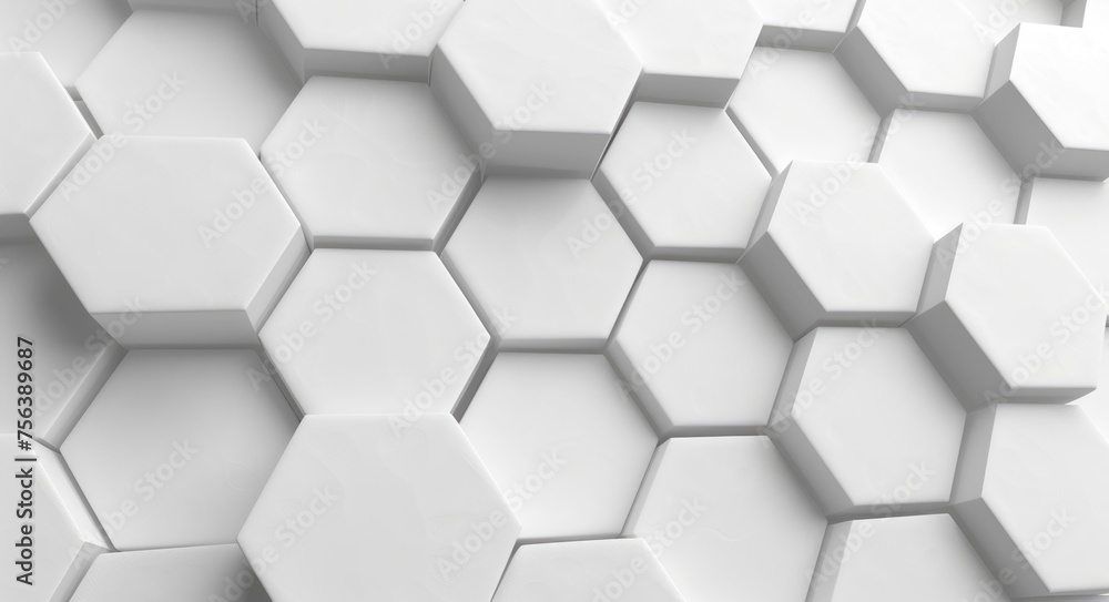 Poster white hexagon background with copy space for text - 3d illustration