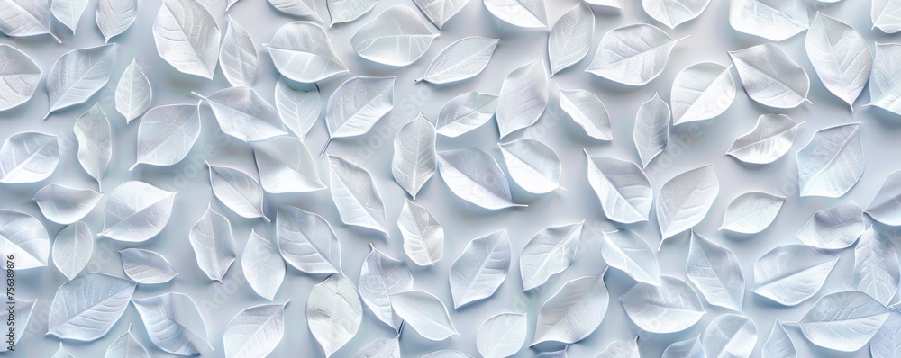 Poster a backdrop featuring white geometric leaves on 3d tiles, creating a texture that is both modern and 