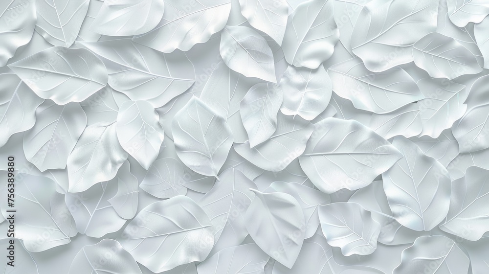 Poster a backdrop featuring white geometric leaves on 3d tiles, creating a texture that is both modern and 