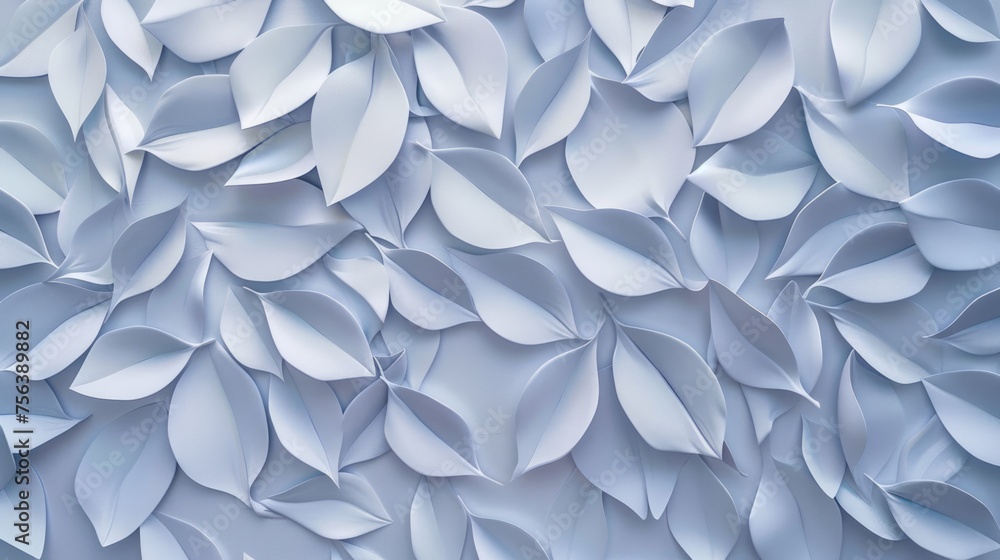 Poster a backdrop featuring white geometric leaves on 3d tiles, creating a texture that is both modern and 