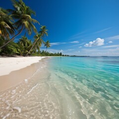 Fototapeta na wymiar Amazing beach with white sand and palm trees