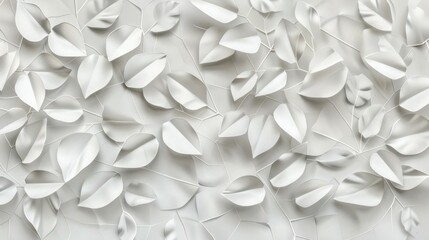 A backdrop featuring white geometric leaves on 3D tiles, creating a texture that is both modern and intricate, offering a unique and stylish background banner panorama for creative projects.