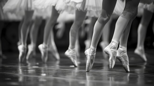 Young Ballerinas in Class. Classical Dance Ballet Performance with Elegance and Grace