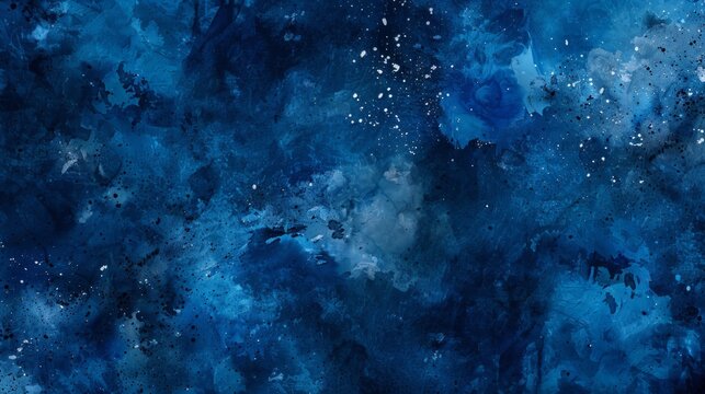 A backdrop of dark blue watercolor paint, providing a textured grunge effect that can serve as a dramatic background or banner.
