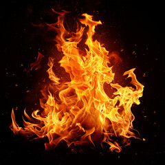 fire flame on black background