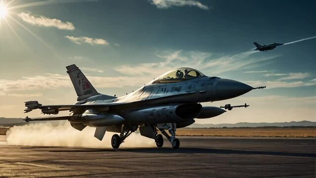 fighter plane on the runway