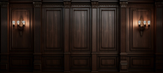 Luxurious Classic Wooden Wall Panels Background Texture - Elegant Interior Wood Panels in a Premium Cabinet Style