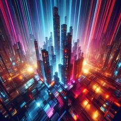 A 3D art representation of the most searched wallpaper, showcasing a futuristic cityscape at night...