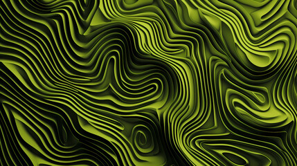 Green Abstract Realistic 3d Topography Relief Textured with Wavy Layers