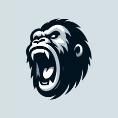 Roaring Gorilla Head Vector Logo Design