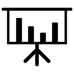 Business Growing Chart Presentation. Board icon vector, solid illustration, pictogram isolated on white. Flip chart with growing graph, diagram, Report screen.