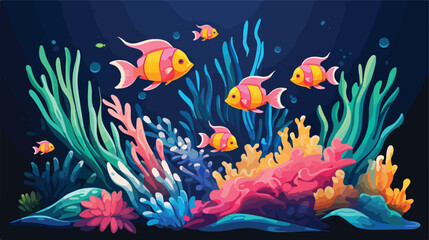 A group of tropical fish navigating a coral reef 