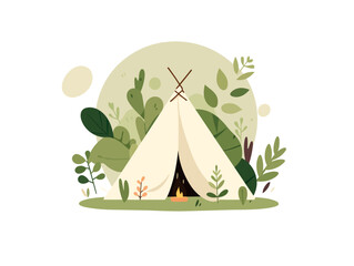 Flat vector illustration of a camping tent