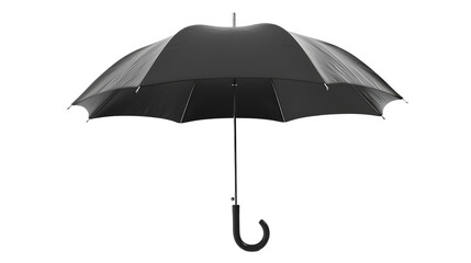 Open a black umbrella isolated on a transparent background