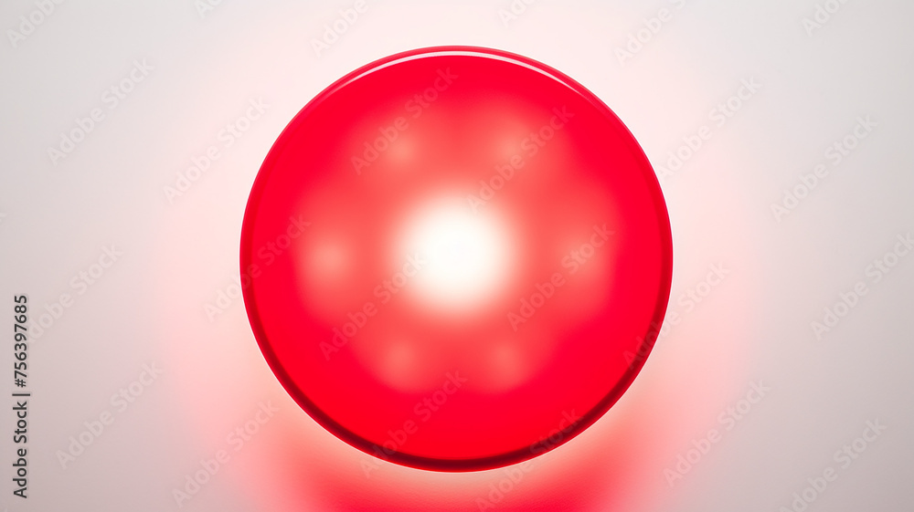 Poster red light fluorescent button isolated on the background of computer graphics website design