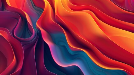 Obraz premium A vibrant abstract backdrop boasting a dynamic composition of vivid gradients, showcasing a 3D illustration.