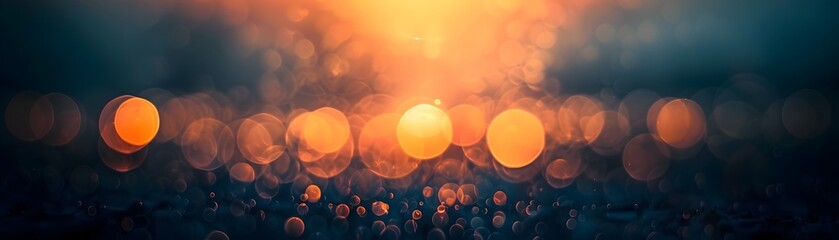 Abstract Sunset Bokeh Scene with Crowd and Lights, To provide an abstract and artistic sunset bokeh scene for use in modern and creative projects or - obrazy, fototapety, plakaty