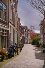 Gouda, The Netherlands, March 28 2023; Shopping street in the picturesque town of Gouda the cheese capital of the world