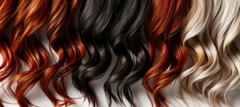 Vibrant hair extensions and makeup beauty salon mockup background for diverse colors and styles
