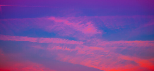 Sunset Sky with Twilight in the Evening as the colors of Sunset Cloud Nature as Sky Backgrounds, Horizon scene