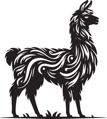 Llama line art Vector Illustration Black © Alivio Arts