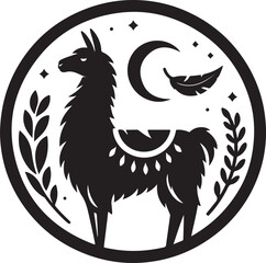 Llama line art Vector Illustration Black