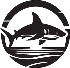 Shark line art Vector Illustration Black silhouette